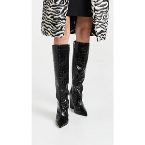 Schutz Asya Up Boots in Black Leather Size 6